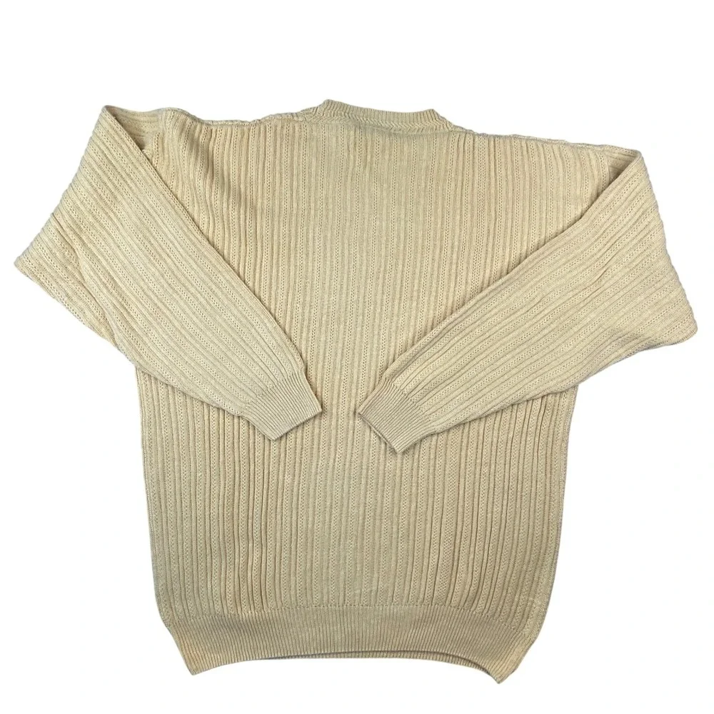 Nautica Mens XXL Yellow Linen Cotton Ribbed Cable Knit Crewneck Sweater NWT